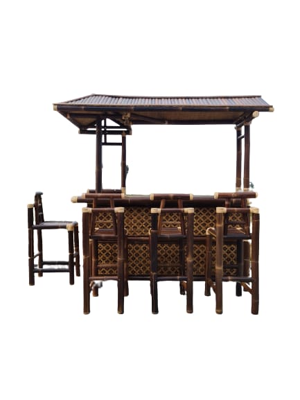 L Bar Set Bamboo with 4 Bar Chair
