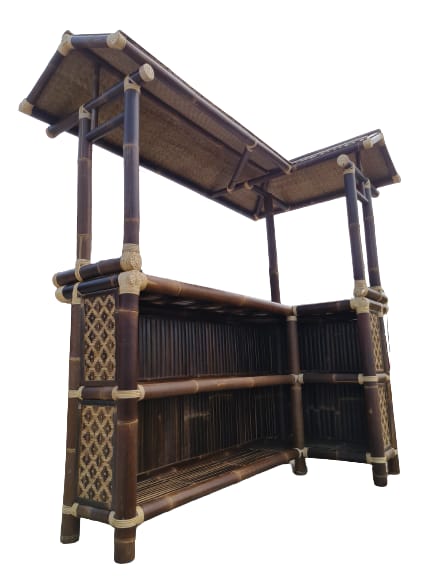 L Bar Set Bamboo with 4 Bar Chair